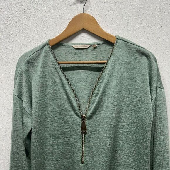 Soft Surroundings Style #2CU64 Green Valentina Zip Up Sweater Knit Top Size M - Picture 2 of 14